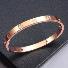 To Have A Long Story Female Titanium Bangle With Rhinestone