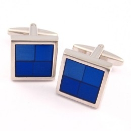 Titanium And Blue Square Funky Cufflinks