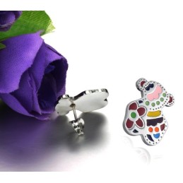 Stable Quality Female Bear Shape Titanium Earrings