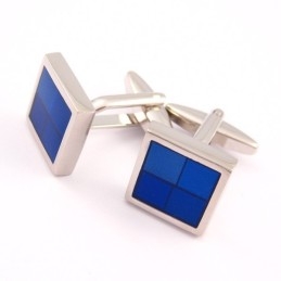 Titanium And Blue Square Funky Cufflinks
