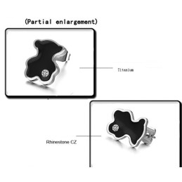 World-Wide Renown Female Bear Shape Titanium Earrings With Diamond
