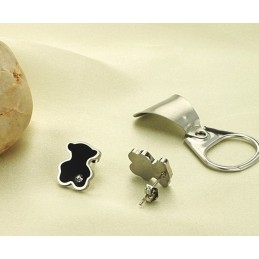 World-Wide Renown Female Bear Shape Titanium Earrings With Diamond