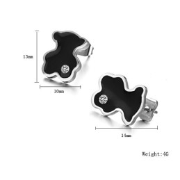 World-Wide Renown Female Bear Shape Titanium Earrings With Diamond