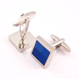 Titanium And Blue Square Funky Cufflinks