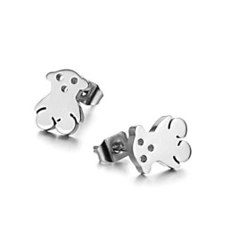 Reliable Reputation Female Bear Shape Titanium Earrings