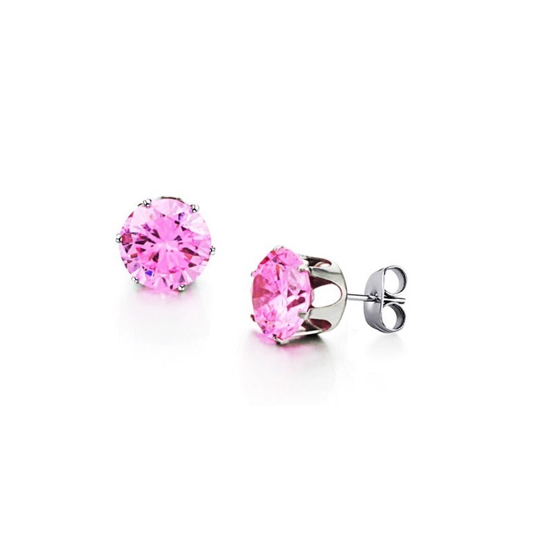 Wide Varieties Female Pink Titanium Earrings With Diamond Wide Varieties Female Pink Titanium Earrings With Diamond