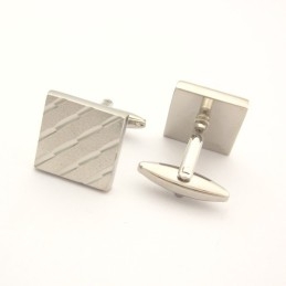 Titanium And Stripe Square Cufflinks