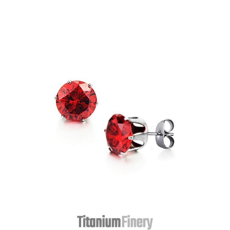 Excellent Quality Female Red Titanium Earrings With Rhinestone Excellent Quality Female Red Titanium Earrings With Rhinestone