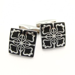 Titanium And Black Ip Plated Auspicious Cloud Cufflinks
