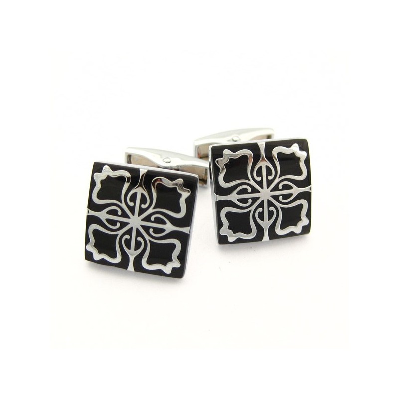Titanium And Black Ip Plated Auspicious Cloud Cufflinks Titanium And Black Ip Plated Auspicious Cloud Cufflinks