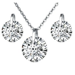 Quality And Quantity Assured Female Snowflake Titanium Necklace And Earrings With Rhinestone