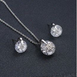 Quality And Quantity Assured Female Snowflake Titanium Necklace And Earrings With Rhinestone