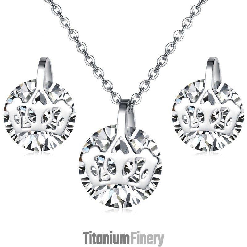 Reliable Quality Female Titanium Necklace And Earrings With Rhinestone Reliable Quality Female Titanium Necklace And Earrings With Rhinestone