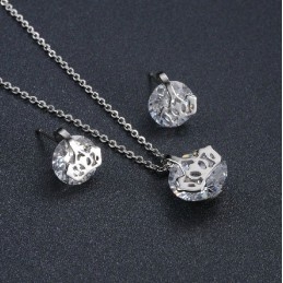 Reliable Quality Female Titanium Necklace And Earrings With Rhinestone
