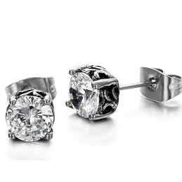 The Queen Of Quality Unisex Titanium Earrings With Rhinestone