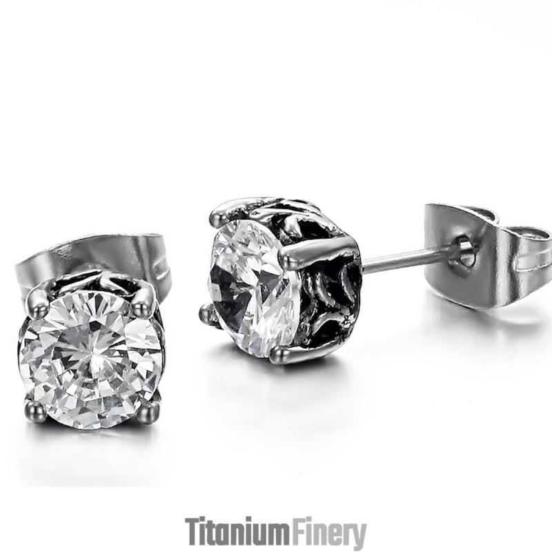 The Queen Of Quality Unisex Titanium Earrings With Rhinestone The Queen Of Quality Unisex Titanium Earrings With Rhinestone