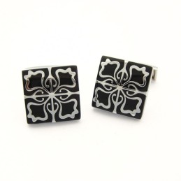 Titanium And Black Ip Plated Auspicious Cloud Cufflinks