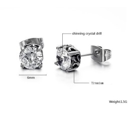 The Queen Of Quality Unisex Titanium Earrings With Rhinestone