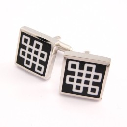 Classical Titanium Black Enamel Square Cufflinks