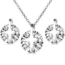 The Queen Of Quality Titanium Necklace And Earrings With Rhinestone