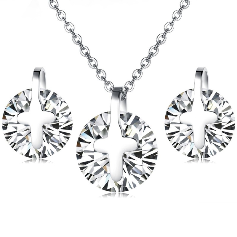 The Queen Of Quality Titanium Necklace And Earrings With Rhinestone The Queen Of Quality Titanium Necklace And Earrings With Rhinestone