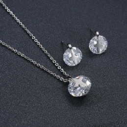 The Queen Of Quality Titanium Necklace And Earrings With Rhinestone