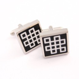 Classical Titanium Black Enamel Square Cufflinks
