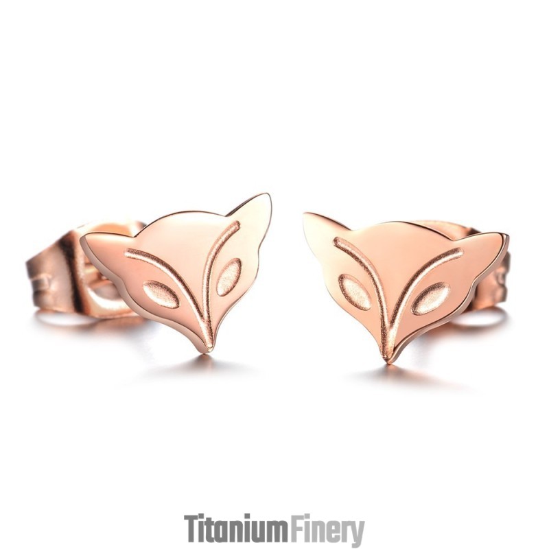 Superior Quality Female Fox Shape Titanium Earrings