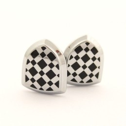 Titanium And Black Ip Plated Shield Cufflinks