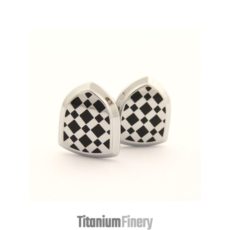 Titanium And Black Ip Plated Shield Cufflinks Titanium And Black Ip Plated Shield Cufflinks