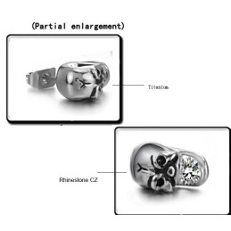 Dependable Performance Female Skull Titanium Earrings With Diamond