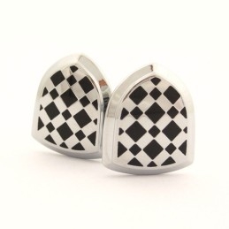 Titanium And Black Ip Plated Shield Cufflinks
