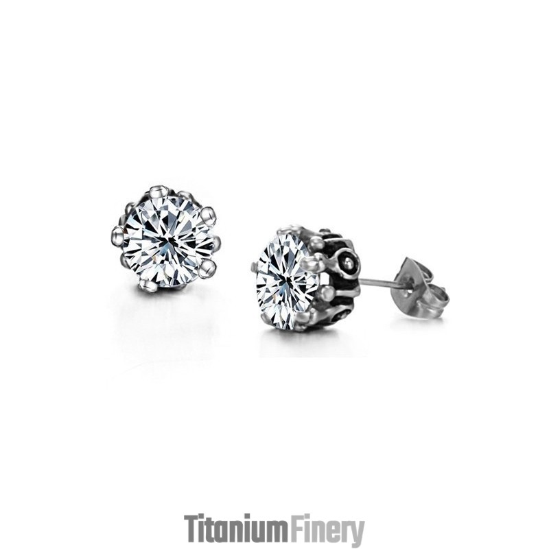 Excellent Quality Female White Titanium Earrings With Rhinestone Excellent Quality Female White Titanium Earrings With Rhinestone