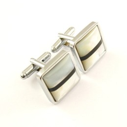 Titanium Black Stripe Shell Cufflinks