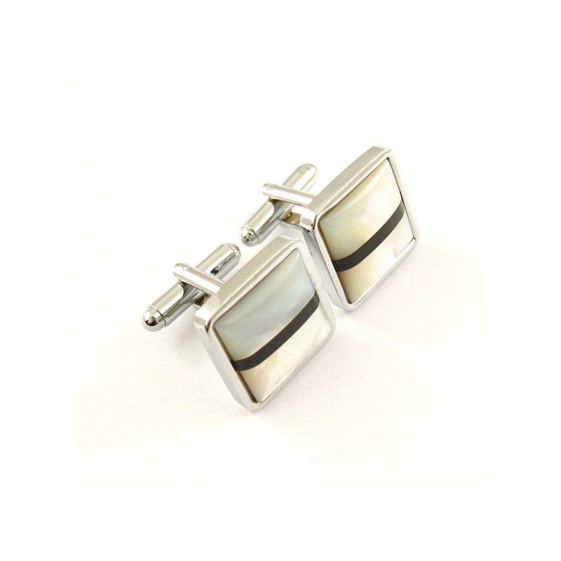 Titanium Black Stripe Shell Cufflinks Titanium Black Stripe Shell Cufflinks