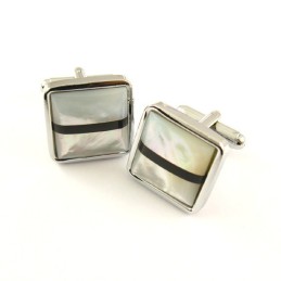 Titanium Black Stripe Shell Cufflinks