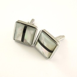 Titanium Black Stripe Shell Cufflinks
