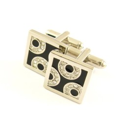 Titanium And Black Ip Plated With Diamonds Square Cufflinks