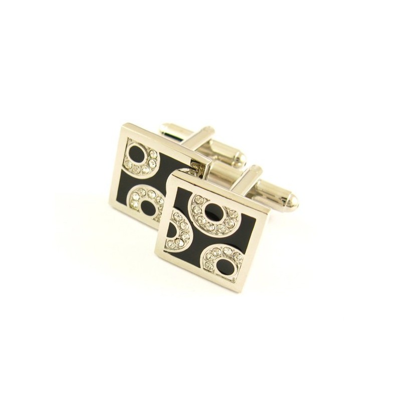 Titanium And Black Ip Plated With Diamonds Square Cufflinks Titanium And Black Ip Plated With Diamonds Square Cufflinks