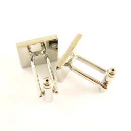 Titanium And Black Ip Plated With Diamonds Square Cufflinks