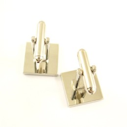 Titanium And Black Ip Plated With Diamonds Square Cufflinks