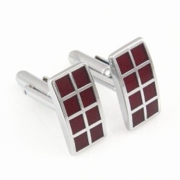 Titanium And Dark Red Ip Plated Oblong Cufflinks