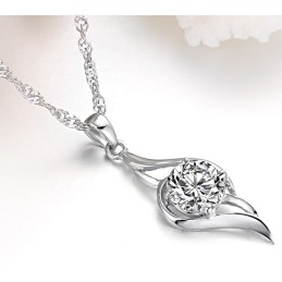 Quality And Quantity Assured Female Platinum Plating Titanium Necklace With Diamond
