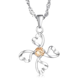 High Quality Female Platinum Plating Titanium Necklace With Diamond