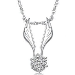 Easy To Use Female Wing Shape Platinum Plating Titanium Necklace With Rhinestone