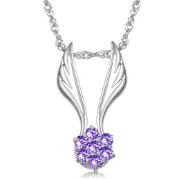 Easy To Use Female Wing Shape Platinum Plating Titanium Necklace With Rhinestone