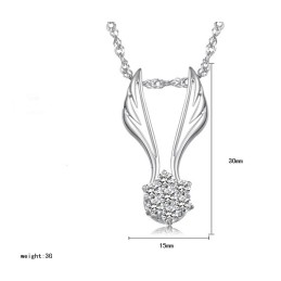 Easy To Use Female Wing Shape Platinum Plating Titanium Necklace With Rhinestone
