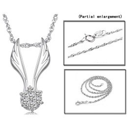 Easy To Use Female Wing Shape Platinum Plating Titanium Necklace With Rhinestone