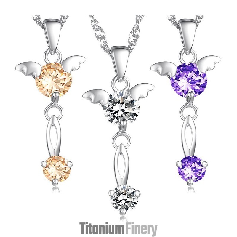 Stable Quality Female Purple Platinum Plating Titanium Necklace With Diamond Stable Quality Female Purple Platinum Plating Titanium Necklace With Diamond