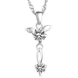 Stable Quality Female Purple Platinum Plating Titanium Necklace With Diamond